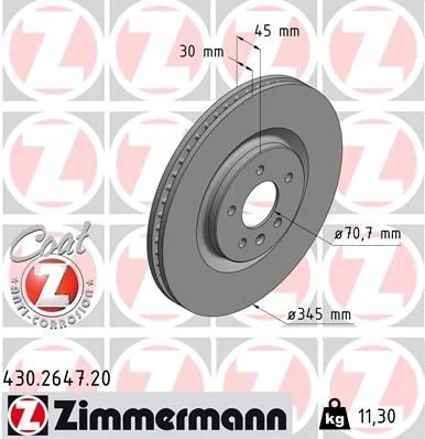 Disco de Travão ZIMMERMANN 430.2647.20