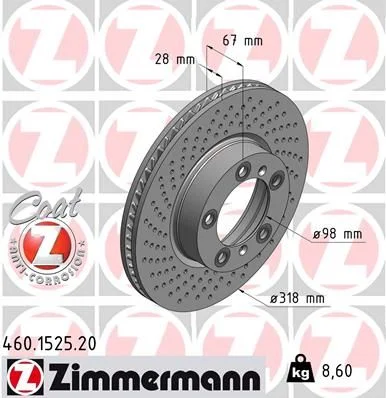 Brake Disc ZIMMERMANN 460.1525.20