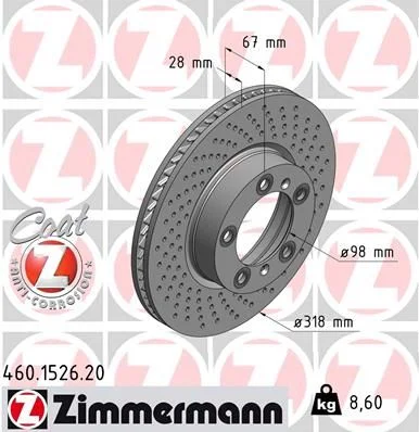 Brake Disc ZIMMERMANN 460.1526.20