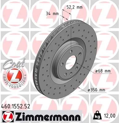 Stabdžių diskas ZIMMERMANN 460.1553.52