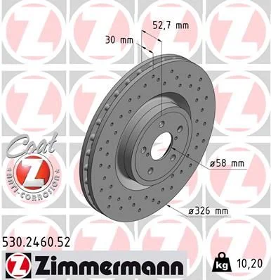 Stabdžių diskas ZIMMERMANN 530.2460.52