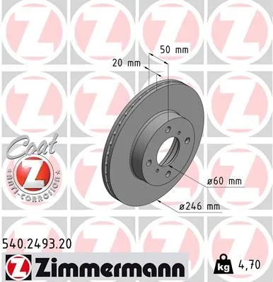 Brake Disc ZIMMERMANN 540.2493.20