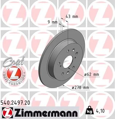 Disco de Travão ZIMMERMANN 540.2497.20