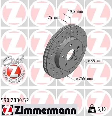 Brake Disc ZIMMERMANN 590.2830.52