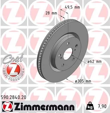 Disco de Travão ZIMMERMANN 590.2840.20