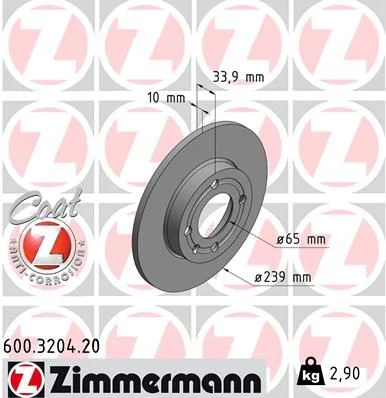 Brake Disc ZIMMERMANN 600.3204.20
