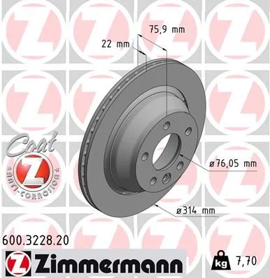 Disco de Travão ZIMMERMANN 600.3228.20