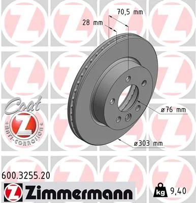 Disco de Travão ZIMMERMANN 600.3255.20