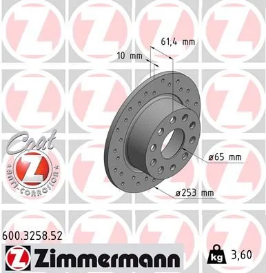 Disco de Travão ZIMMERMANN 600.3258.52