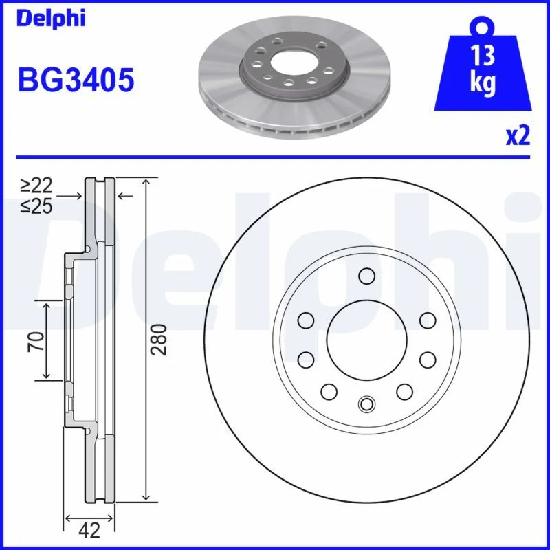 Stabdžių diskas DELPHI BG3405