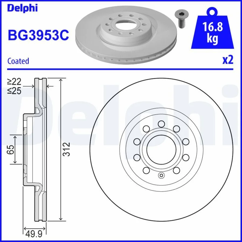 Stabdžių diskas DELPHI BG3953C