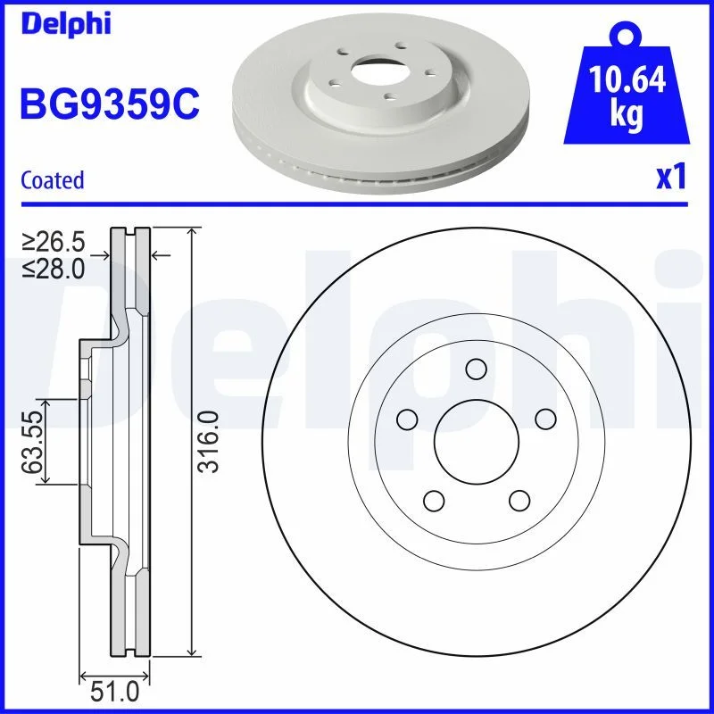Brake Disc DELPHI BG9359C