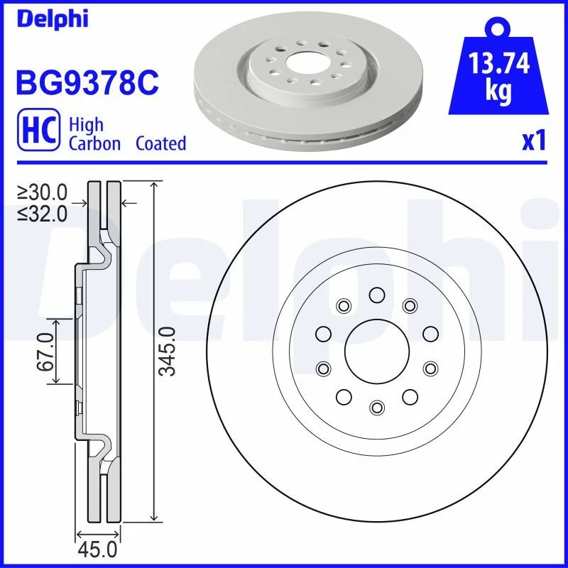 Brake Disc DELPHI BG9378C