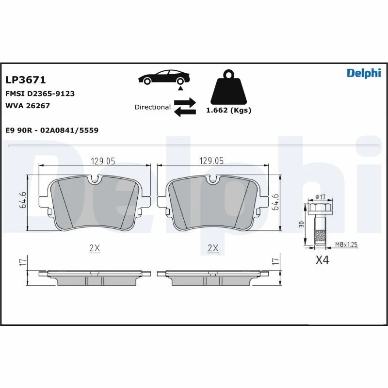 Conjunto de pastilhas de travão de disco DELPHI LP3671
