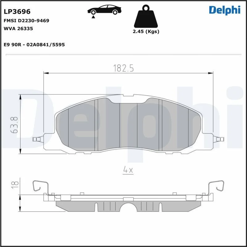Conjunto de pastilhas de travão de disco DELPHI LP3696