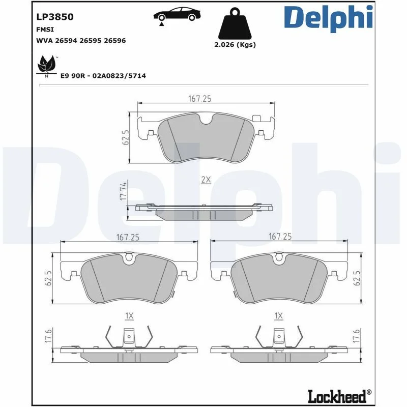 Conjunto de pastilhas de travão de disco DELPHI LP3850