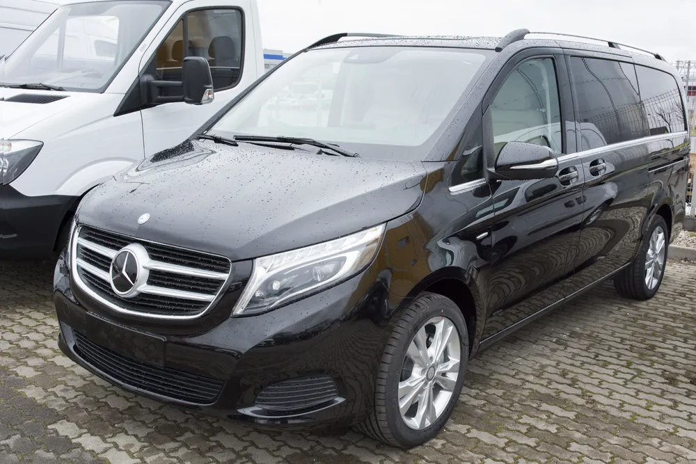 Rear bumper protector MERCEDES V Class W447 / VITO III / Marco Polo 2014-2019, FL2019-2024, FL 2024-> (the version with two rear doors and the version with trunk opening upwards) (silver satine) AVISA 2/35818