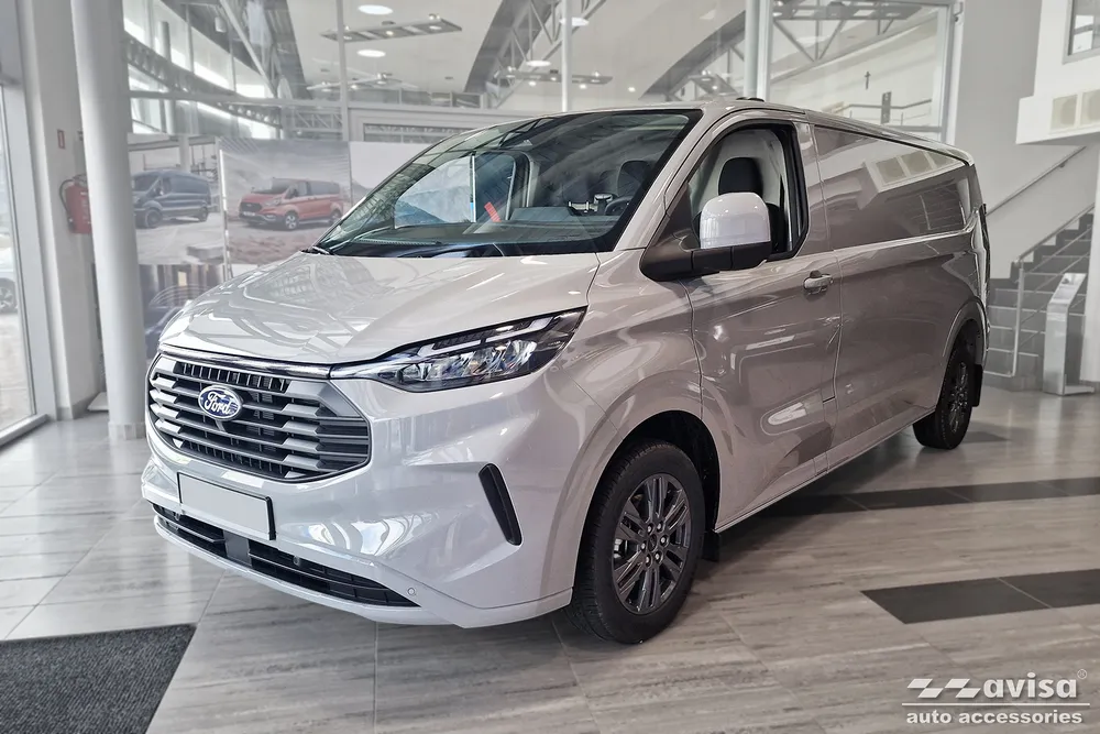 Rear bumper protector FORD TRANSIT CUSTOM II 2023-> / FORD TOURNEO CUSTOM II 2023-> ( without sport version) FORD E-TRANSIT CUSTOM II , FORD E-TOURNEO CUSTOM II 2023-> / VOLKSWAGEN TRANSPORTER T7 2024-> / VOLKSWAGEN Caravelle T7 2025- (black MAT) AVISA 2/40379