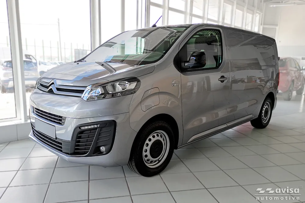 Galinio buferio apsauga CITROEN JUMPY III 4D 2016-> (The rear bumper protector fits to the model version with a length of 4.98 m. / CITROEN SPACE TOURER 2016-> (The rear bumper protector fits to the model version with a length of 4.98 m. / OPEL VIVARO III 2019-> OPEL VIVARO E 2020-> tekstūruotas plienas (sidabrinis satinas) AVISA 2/42203