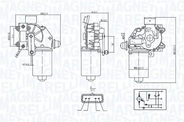 Wiper Motor MAGNETI MARELLI 064377400010