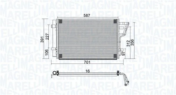 Condenser, air conditioning magneti marelli BC951