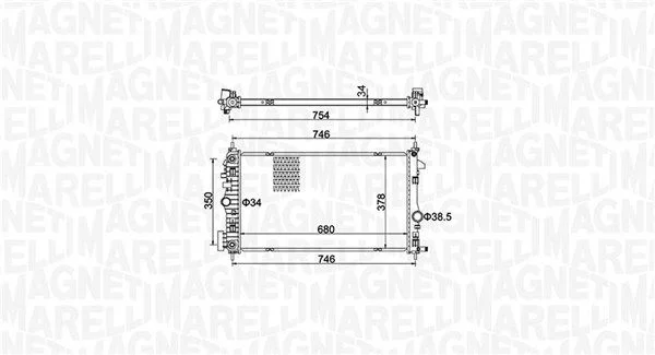Radiator, engine cooling MAGNETI MARELLI 350213152300