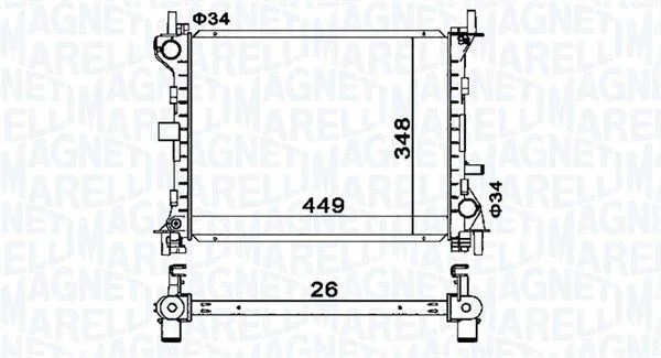 Radiator, engine cooling MAGNETI MARELLI 350213160300