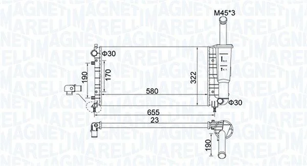 Radiador, arrefecimento do motor MAGNETI MARELLI 350213183600