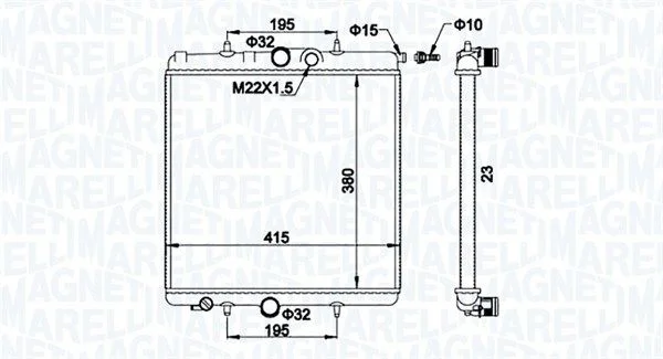 Radiador, arrefecimento do motor MAGNETI MARELLI 350213194100
