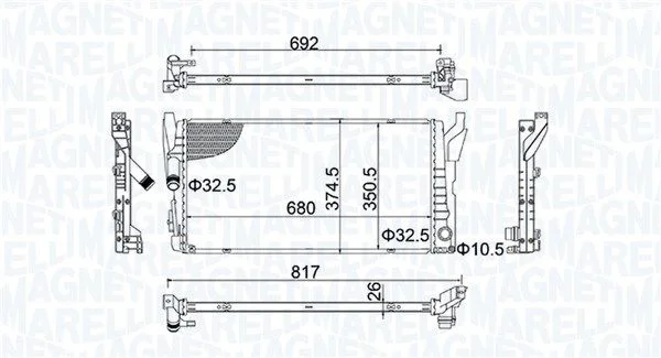 Radiador, arrefecimento do motor MAGNETI MARELLI 350213202800