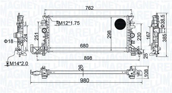 Radiador, arrefecimento do motor MAGNETI MARELLI 350213206700