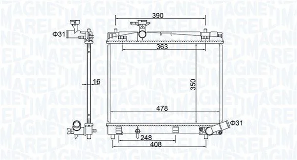Radiator, engine cooling MAGNETI MARELLI 350213208400