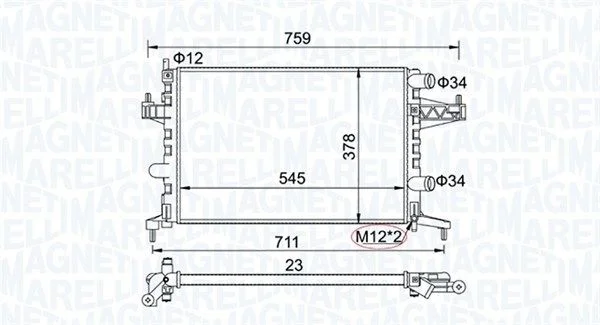 Radiador, arrefecimento do motor MAGNETI MARELLI 350213829000