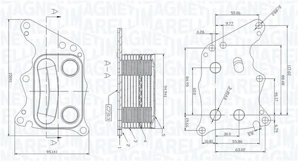 Oil Cooler, engine oil MAGNETI MARELLI 350300005200