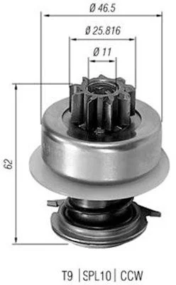 Pinhão, motor de arranque MAGNETI MARELLI 940113020013