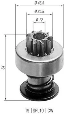 Pinhão, motor de arranque MAGNETI MARELLI 940113020023