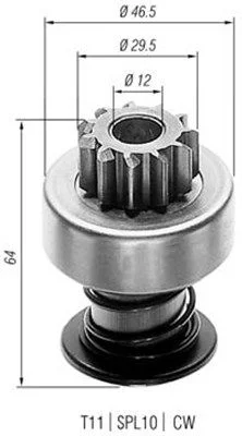 Pinhão, motor de arranque MAGNETI MARELLI 940113020025