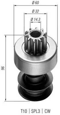 Pinhão, motor de arranque MAGNETI MARELLI 940113020026