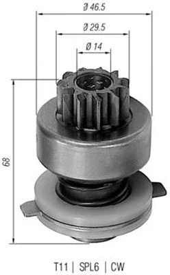 Pinhão, motor de arranque MAGNETI MARELLI 940113020048