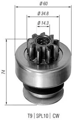 Pinhão, motor de arranque MAGNETI MARELLI 940113020101