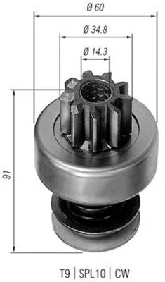 Pinhão, motor de arranque MAGNETI MARELLI 940113020102