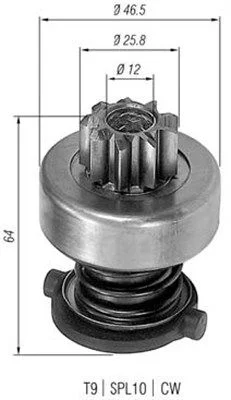 Pinhão, motor de arranque MAGNETI MARELLI 940113020122