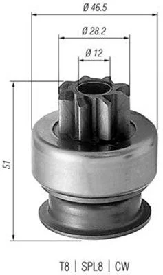 Pinhão, motor de arranque MAGNETI MARELLI 940113020176