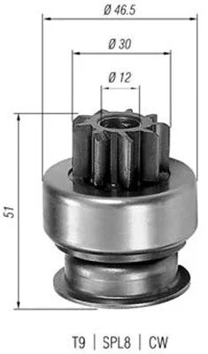 Pinhão, motor de arranque MAGNETI MARELLI 940113020185