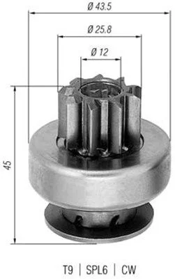 Pinhão, motor de arranque MAGNETI MARELLI 940113020237