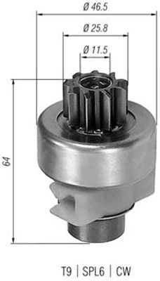 Pinhão, motor de arranque MAGNETI MARELLI 940113020247