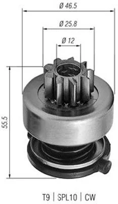 Pinhão, motor de arranque MAGNETI MARELLI 940113020254