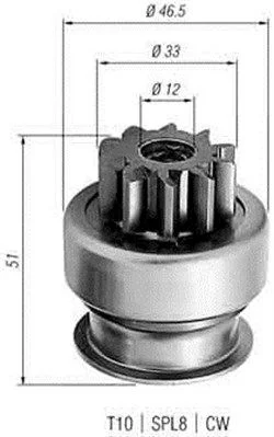 Pinhão, motor de arranque MAGNETI MARELLI 940113020258