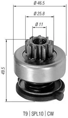 Pinhão, motor de arranque MAGNETI MARELLI 940113020301