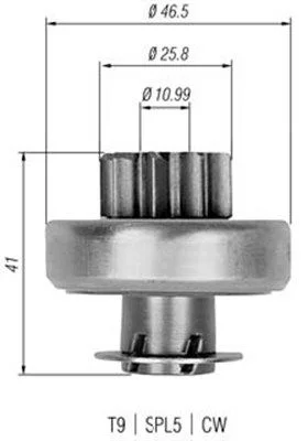 Pinhão, motor de arranque MAGNETI MARELLI 940113020324